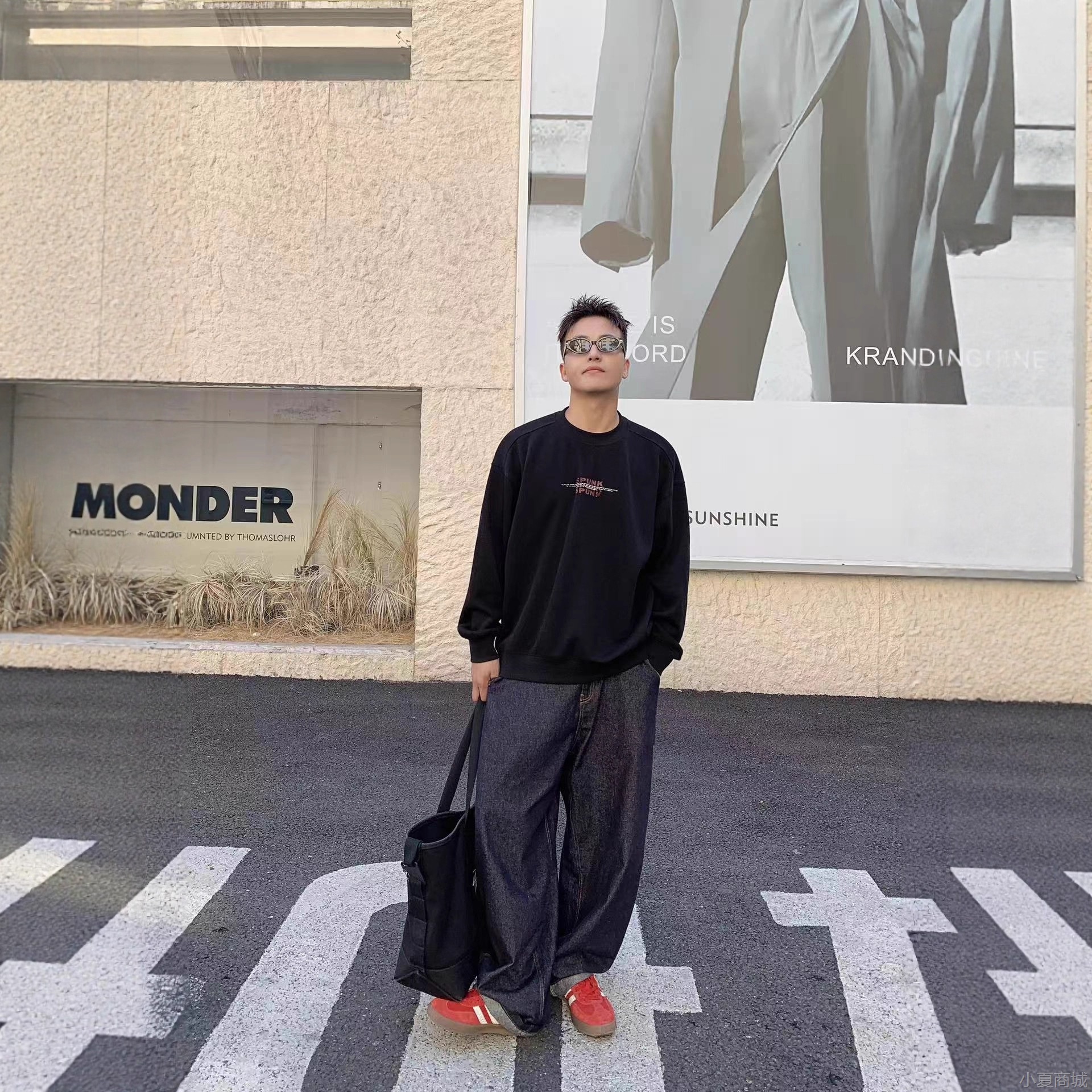 2025套头圆领宽松休闲秋季长袖时尚个性老钱风百搭卫衣男士