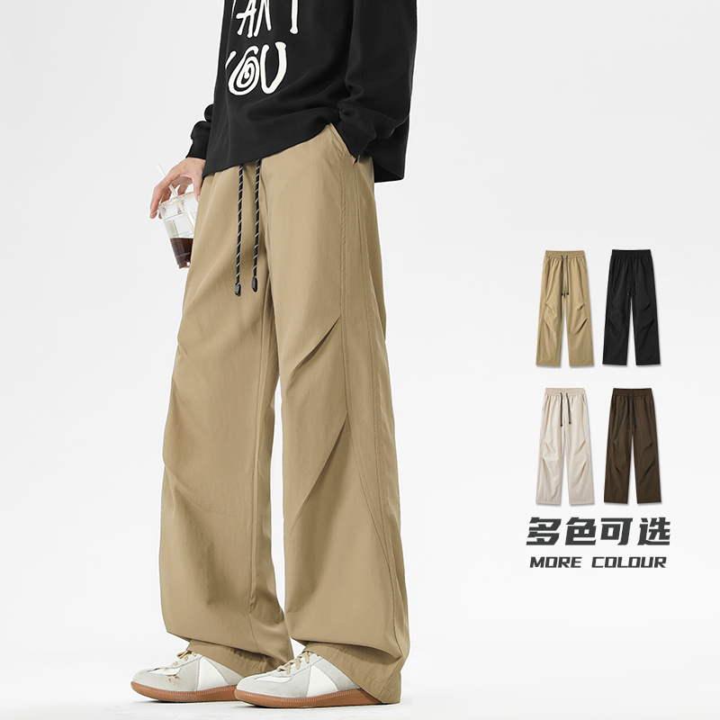 嗣夏助手休闲裤日系潮牌阔腿裤子个性直筒工装裤